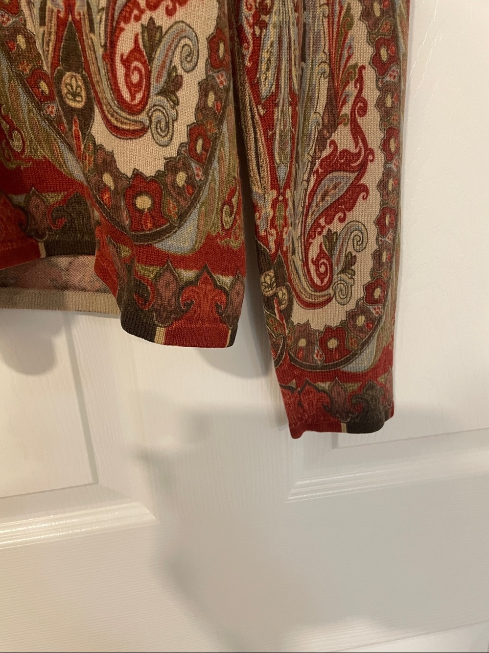 Neiman Marcus 100% Pure Cashmere Paisley Cardigan Sweater Size L - Picture 6 of 7